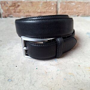 NWT Brooks Brothers Dress Belt 36 Black leather Silver Buckle